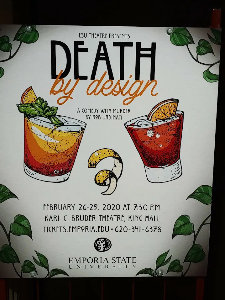 Poster for Death by Design showing two cocktails